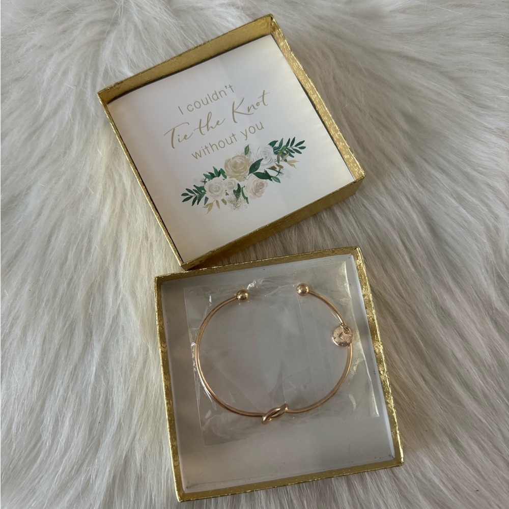 Rose Gold Tie Knot “L” Letter Bracelet